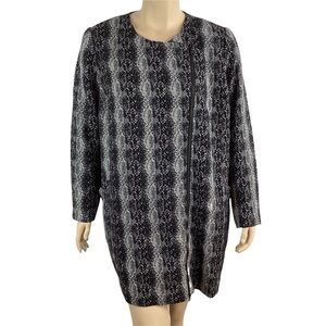 Sejour Snake Print Textured Jacket Size 18W Black Lined Zip Up